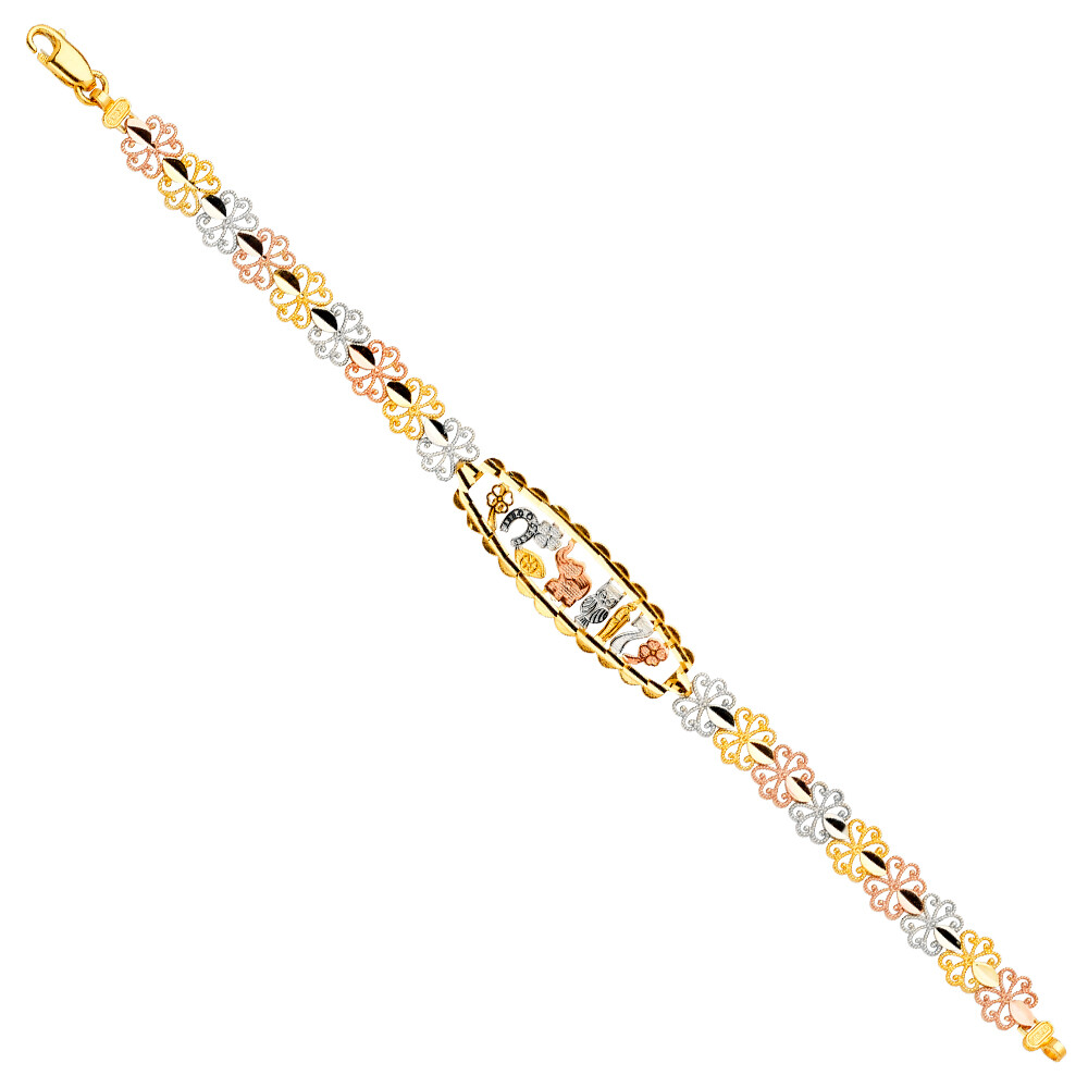 GOLD 14K Tri Color Lucky ID Bracelet