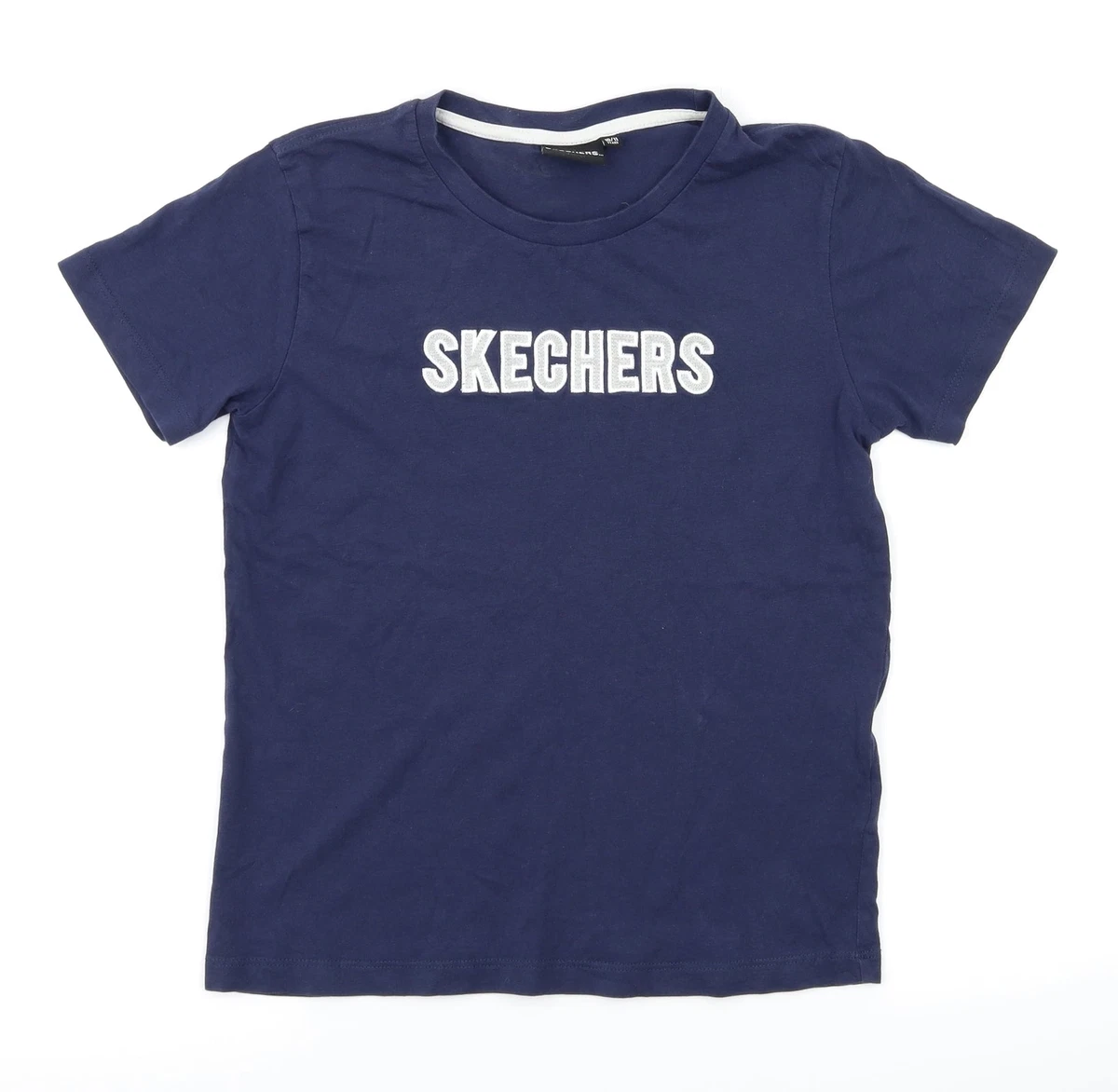 Skechers Boys Blue 100 Cotton Basic T Shirt Size 10 11 Years Crew Neck