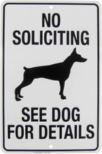 No Soliciting See Dog for Details Metal Funny Sign Yard Fence Multicolored