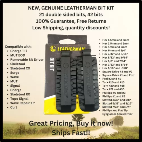 Leatherman Bit Kit 42 Driver Bits - Wave Charge Skeletool, Flat Torx Pozi Allen