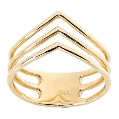 T21 Genuine 9K, 10K,14K or 18K Gold Filigree Arrow Ring Down Syndrome Trisomy
