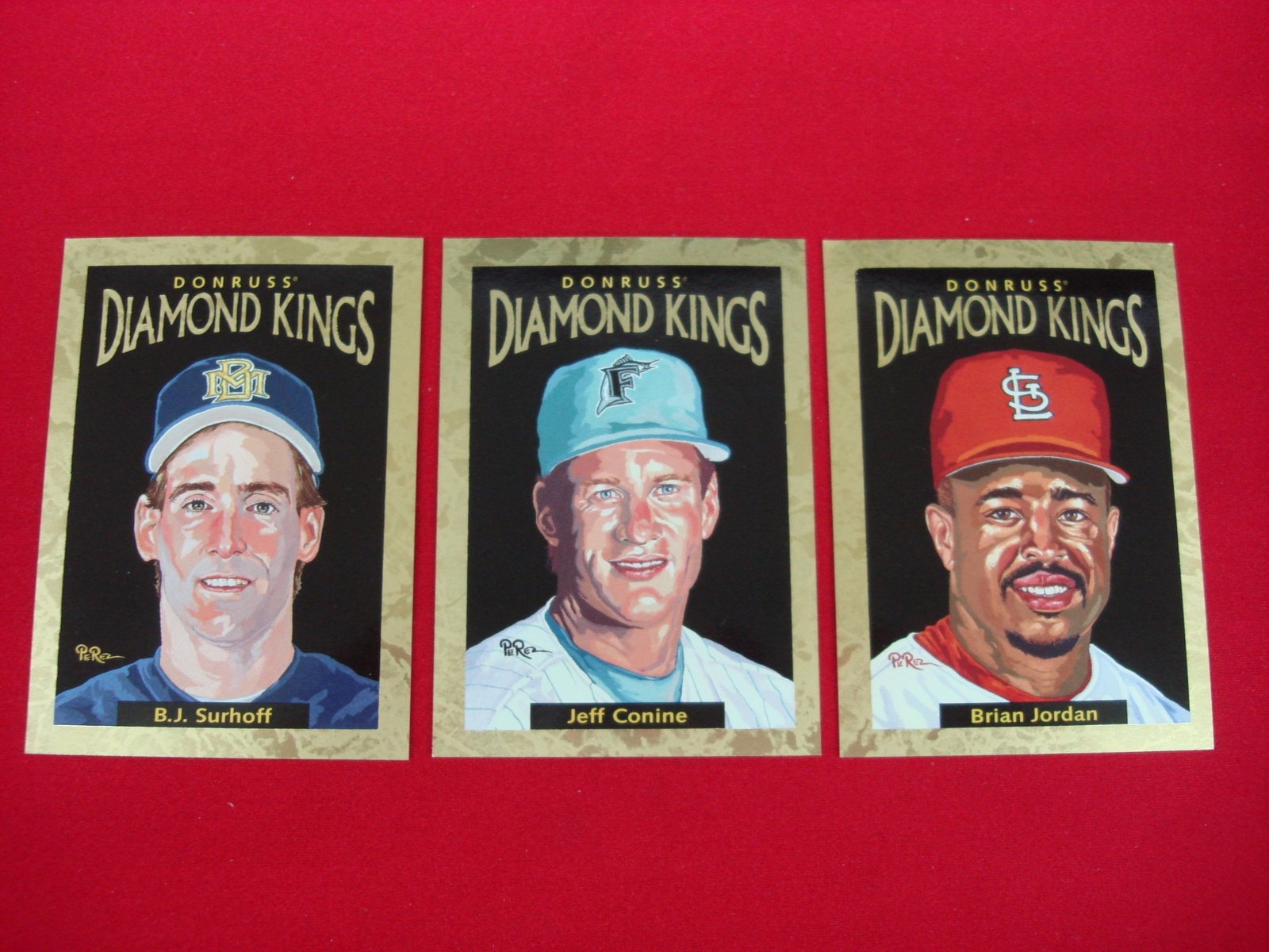 3 1996 DONRUSS DIAMOND KINGS GOLD FOIL SERIAL 'd PARALLEL BASEBALL