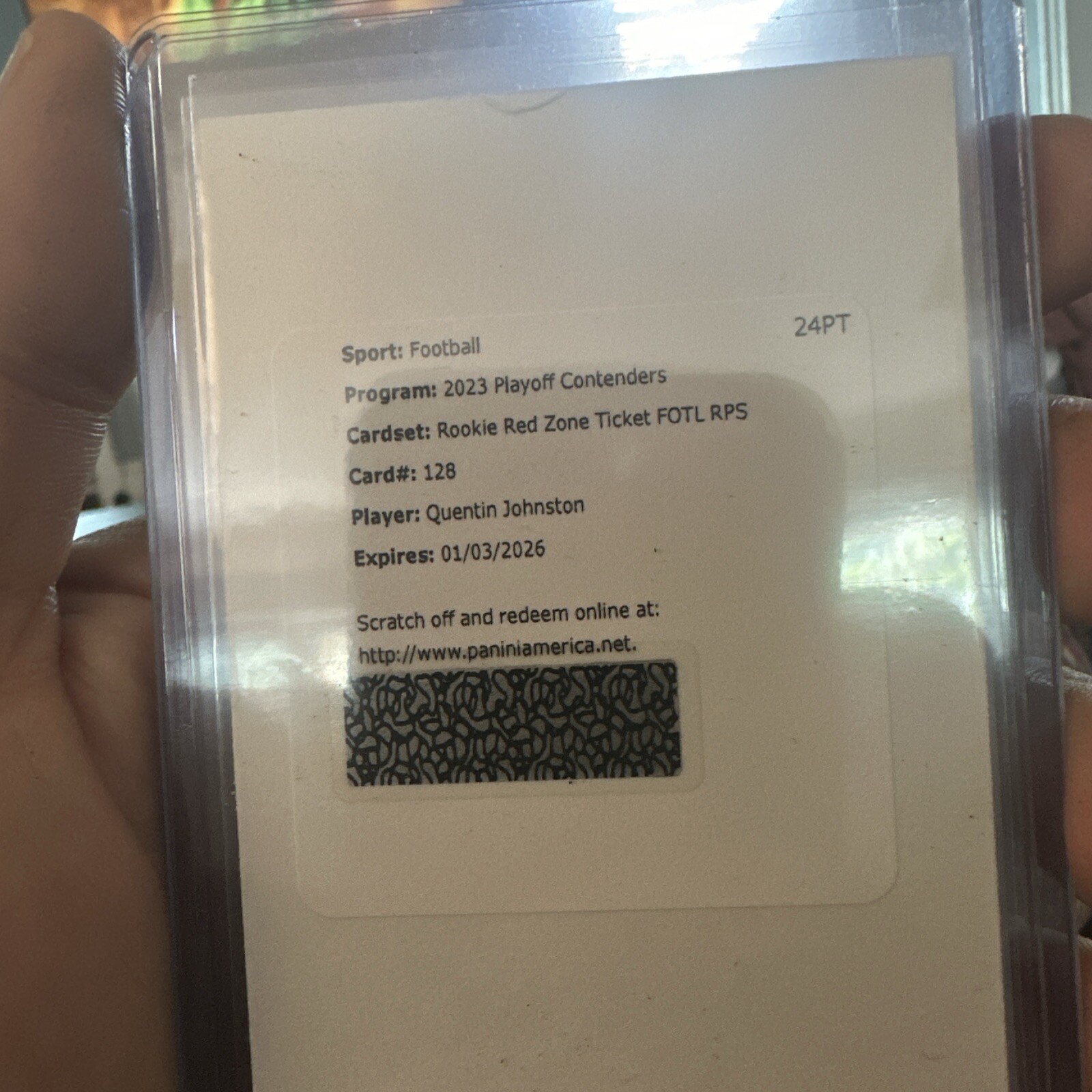 2023 Panini Contenders Quentin Johnston Rookie Ticket Red Zone FOTL On Card Auto