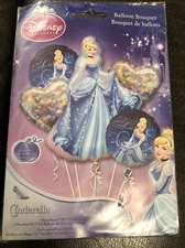 NEW Disney CINDERELLA BALLOON BOUQUET 5 Pc Foil Super Shape-holographic-round