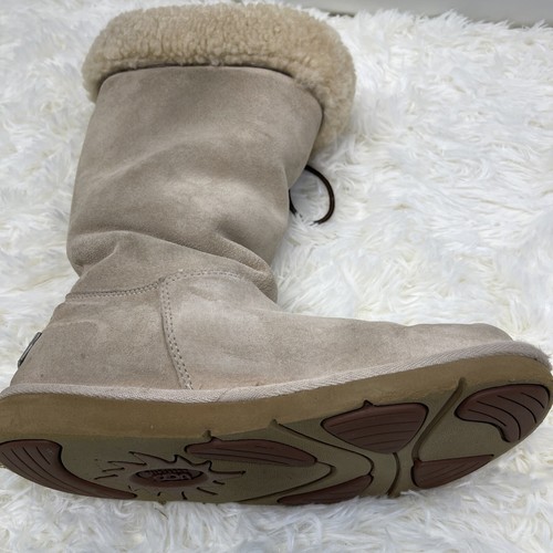 UGG Cream Upside Lace Up Suede Tall Snow Boots Womens SZ 7 Leather SEE PHOTOS - Picture 12 of 19