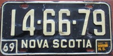 1970  NOVA SCOTIA CANADA LICENSE PLATE # 14 66 79