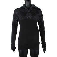 Ulvang Damen 100% Wolle Nordic Snowflake Pullover Kleid Schwarz L Daumenlöche...