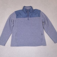 Eddie Bauer Womens XL Blue Quilted 1/4 Zip Pullover Sweater Jacket Sweatshirt