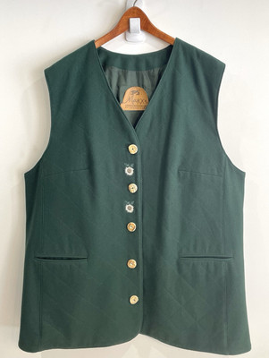 Vtg Julius Lang Wool Vest Womens Button Up Quilted Lined Long Folk Art Costume