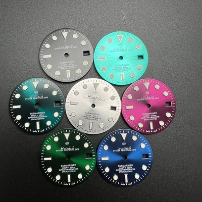 29mm Sun Pattern Watch Dial Green Luminous for NH35 NH36 Movement Watch Parts