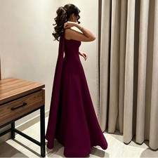 Burgundy Square Neck Evening Guest Dresses With Cape Sleeves A Line Prom Gowns