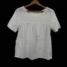 Hinge Womens Top Size XS Eyelet Gauzy Lightweight Breathable Feminine Romantic