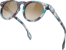 Womens round Polarized Sunglasses: Retro Acetate Sun Glasses UV400 Protection Sh