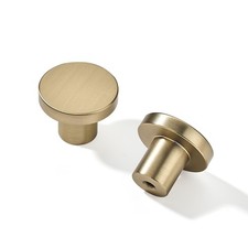 10 Pack Champagne Bronze Cabinet Knobs - 1-1/5 Inch Satin Brass Round Drawer ...