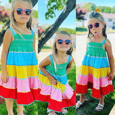Mini Boden 6-7 Tiered Color Block Sundress