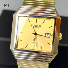 RADO DiaStar 105.9501.3 Gold Dial Quartz Gold Unisex Watch US Stock N.Mint