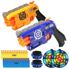 2 Pack Compatible with Nerf Bullets Toy Foam Blaster, 6 Auto-Dart Rotating Dr...