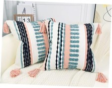 Boho Throw Pillow Covers 18x18 Aesthetic 18" x 18" Pack of 2 Turquoise