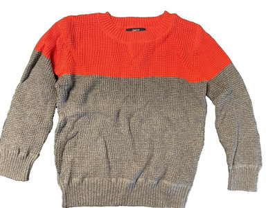 Gap Kids NWT Boys XS 4 5 Gray & Blaze Orange Colorblock Pullover Sweater