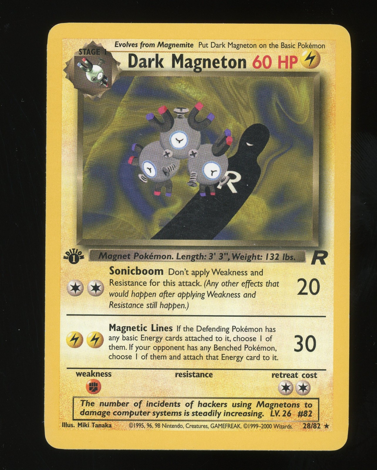 Pokemon Dark Magneton 1st Edition 28/82 Team Rocket Rare WOTC Raw