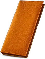 Bright Orange Basic Genuine Leather Checkbook Cover for Men  Women
