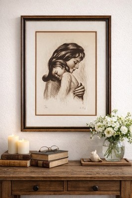 Signed Limited Edition Lithograph Mother and Child Berg 204/250 Framed w COA