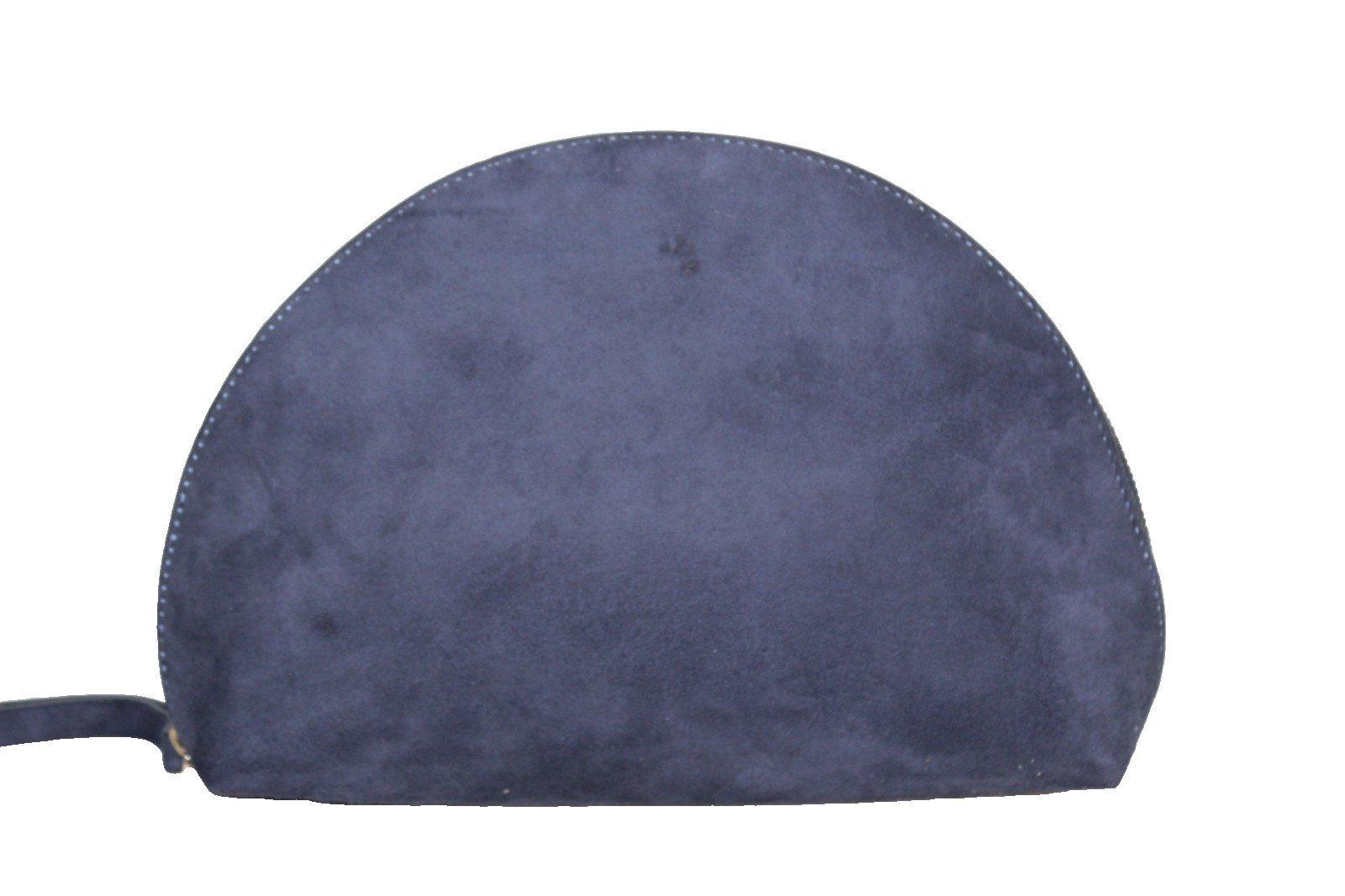 NEW MANSUR GAVRIEL Blue Suede Bellezza Half Moon Zip Top Pouch Clutch Handbag image 4