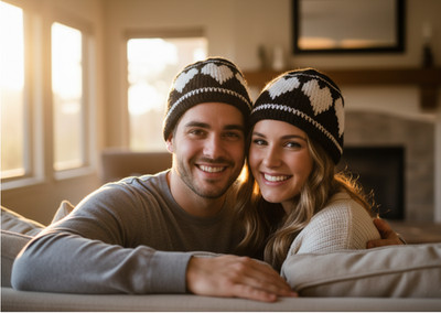 Crochet Heart Pattern all around Unisex Beanie Cap Yarn Handmade Hat