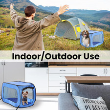 Portable, Collapsible, Pop Up Kennel Travel Cat and Dog Crate, 32.5" L x 19.5...
