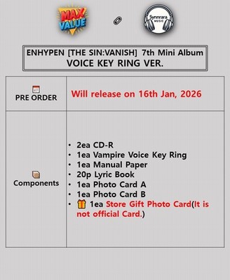 ENHYPEN [THE SIN:VANISH] 7th Mini Album VOICE KEY RING RANDOM Ver