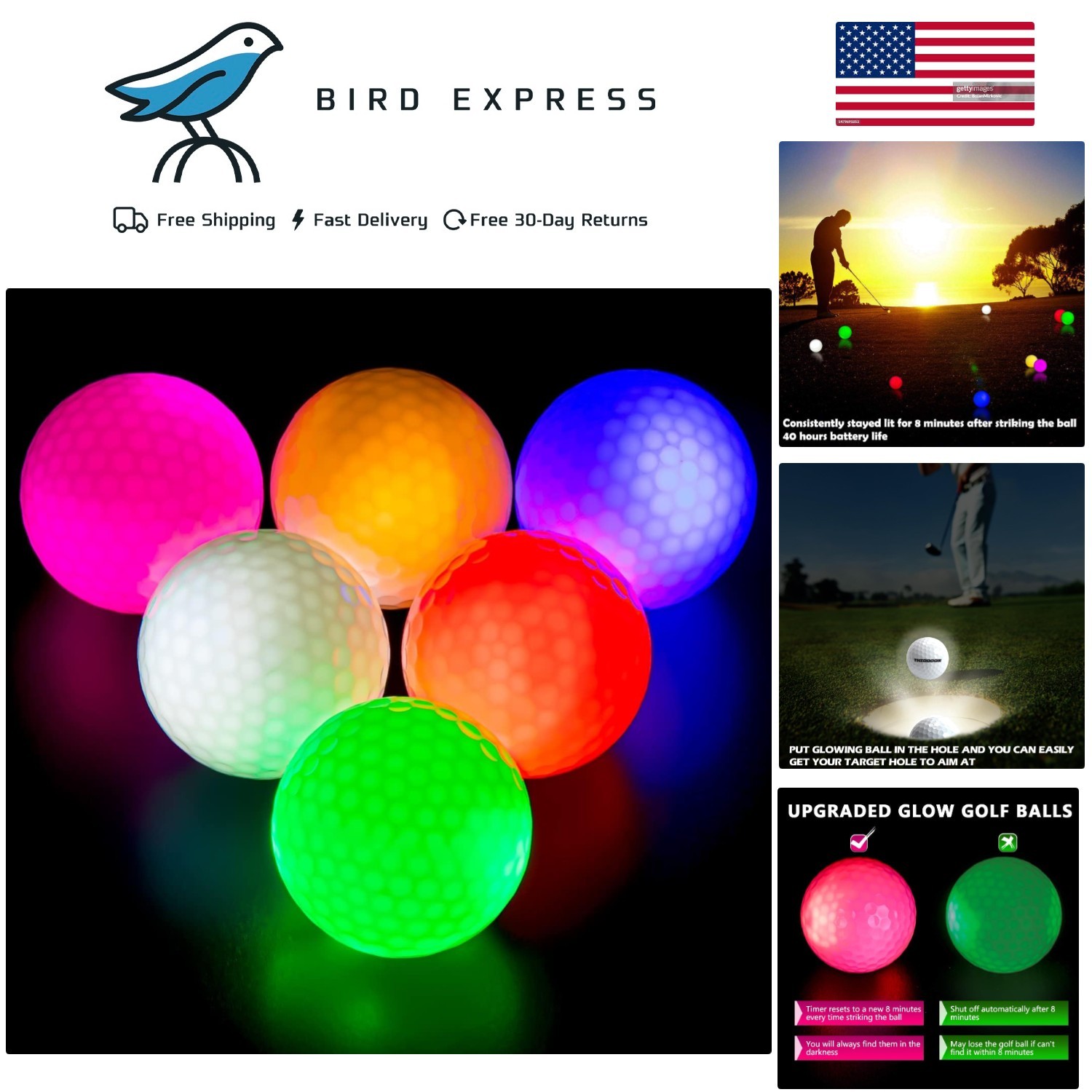S 6 Pack Led Night Golf Balls Light Up Gift For Men
