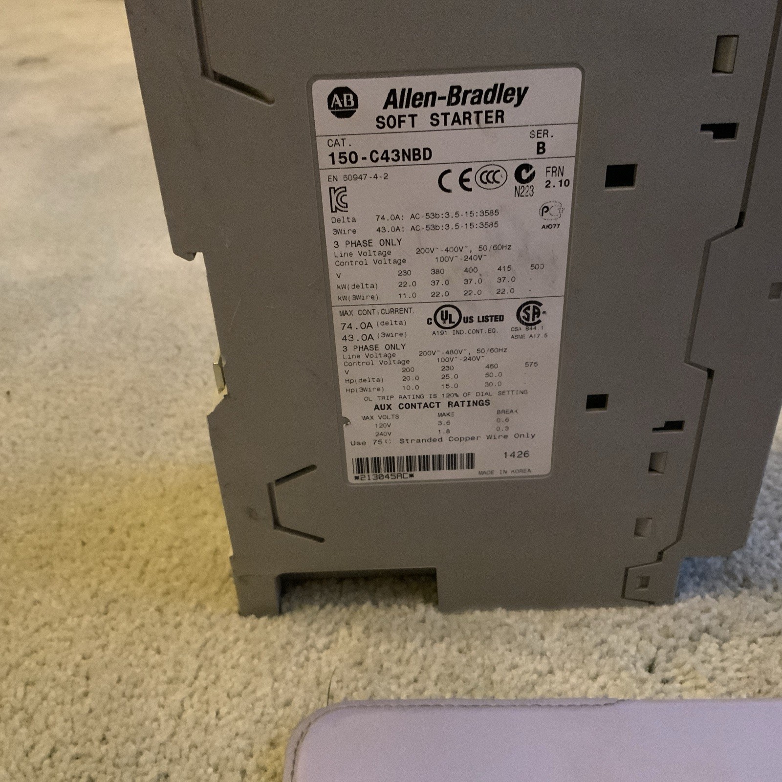 Allen-Bradley 150-C43NBD /B Soft Starter SMC-3 - Good Condition