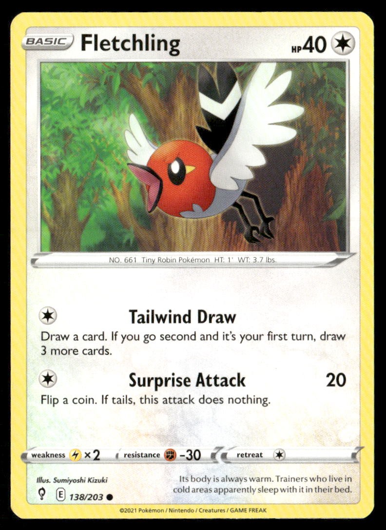 Fletchling Evolving Skies 138/203 Common Pokemon Near Mint