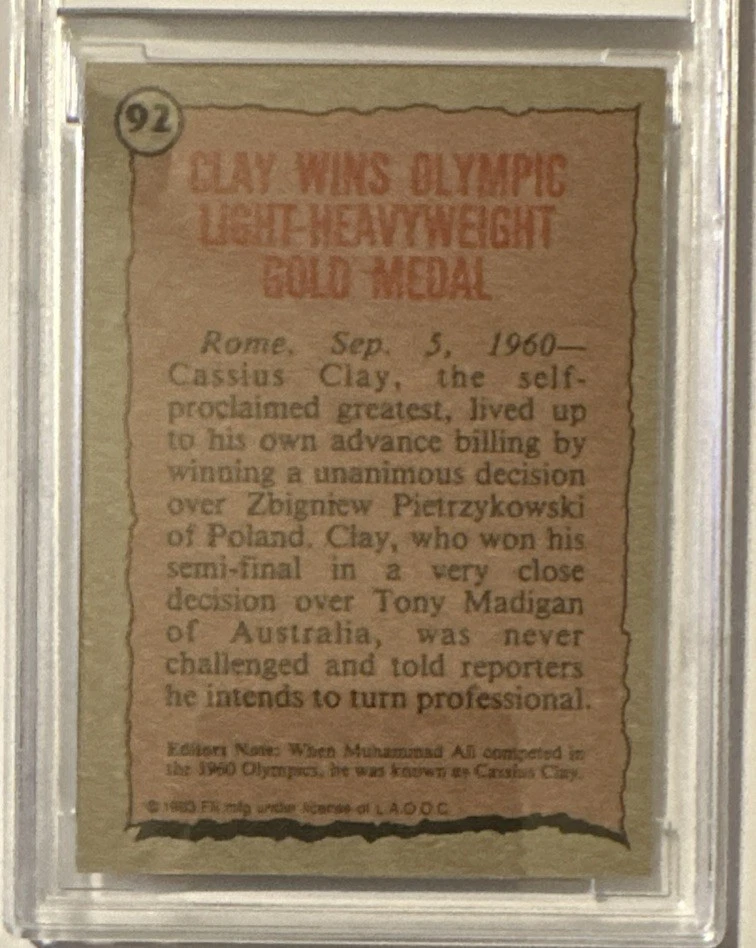 1983 Topps History’s Greatest Olympians Cassius Clay - Image 2 of 2