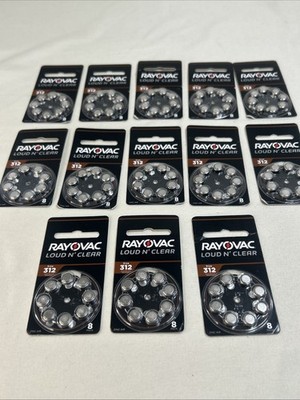 13 Pkgs (8 In Each) Rayovac Loud N' Clear Hearing Aid Batteries Sz 312 Dec '24