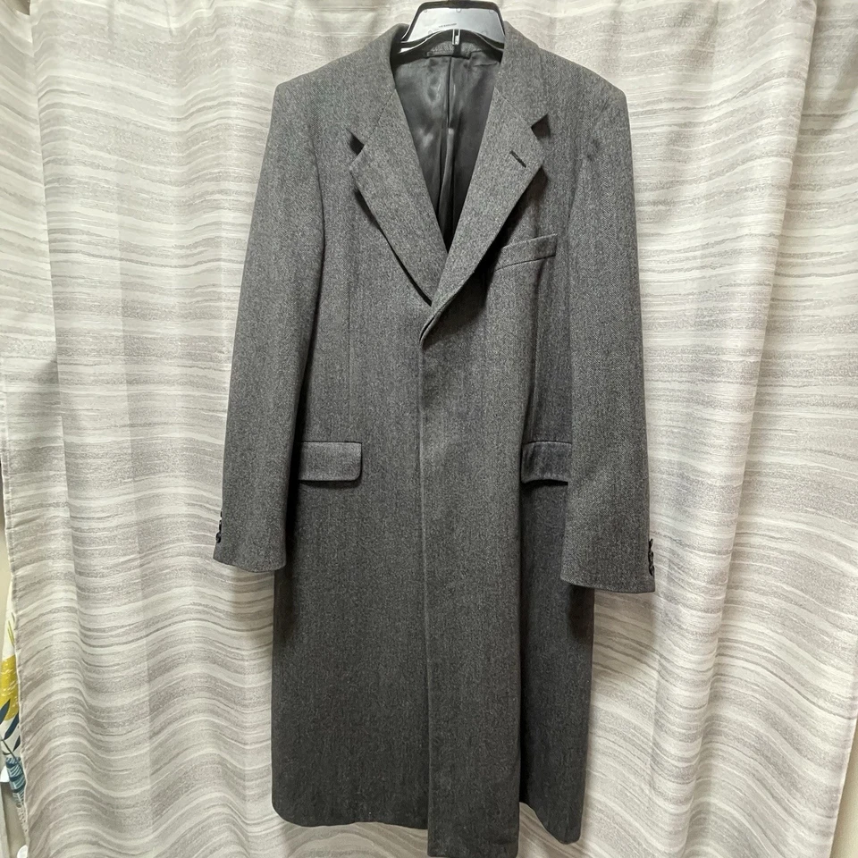 Hickey Freeman Men’s 42 L Wool Herringbone Overcoat USA Classic Elegant New Flaw - Image 2 of 4