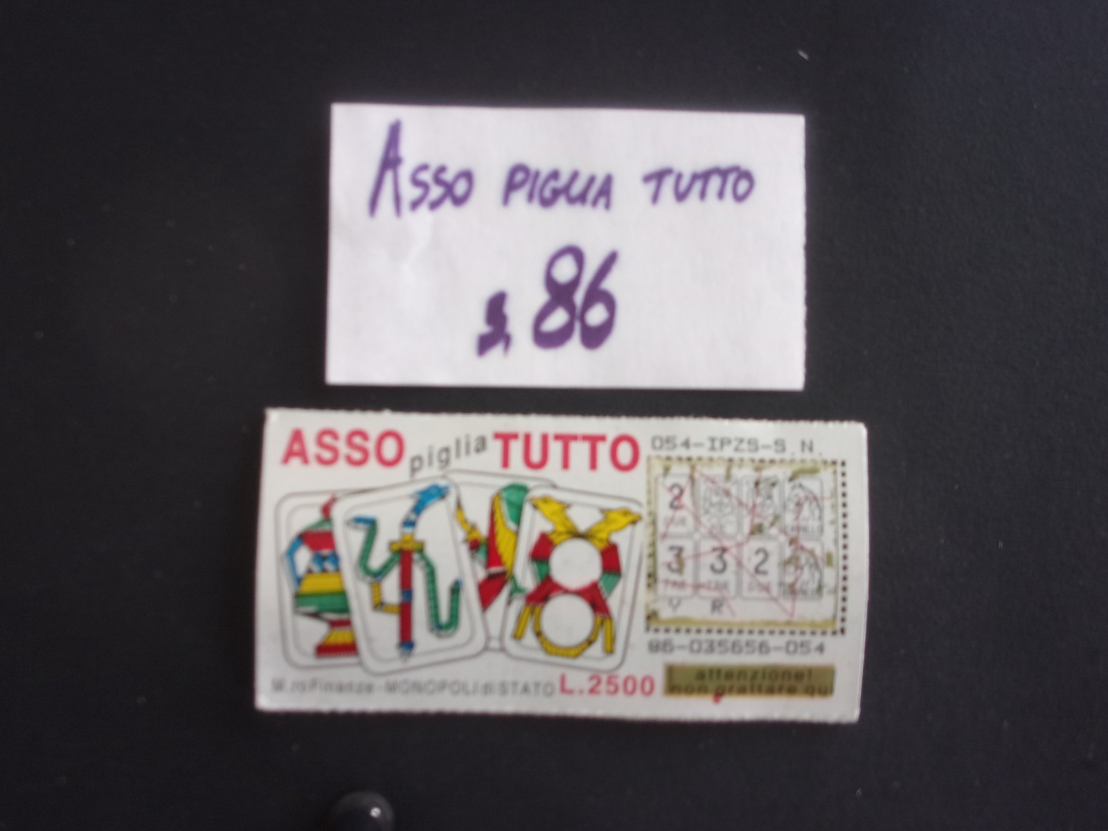 "ASSO PIGLIA TUTTO" 01/07/1996 LOTTO NR. 86