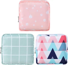 3PCS Sanitary Napkin Storage Bag, Menstrual Pad Zipper Bag Period Pouch Portable