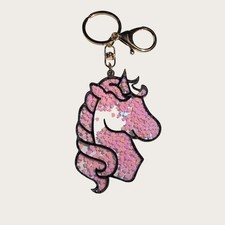 Pink Confetti Unicorn Keychain Keyring Bag Clip