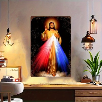 Illuminated Icon Painting Tin Metal Signs Home Décor 8x12inch, Iron Material, Cl