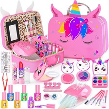Kids Makeup Kit for Girl - 2 In 1 Washable Toys  Nail Art Kits...
