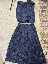 VTG Country Sophisticates Pendelton Blouse And Skirt Floral Green/purple Size 12