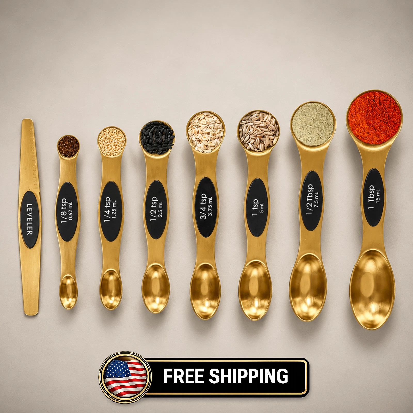 Magnetic Measuring Spoons Set Stainless Steel with Leveler Stackable
Opens in a new window or tab