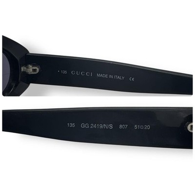 Authentic GUCCI GG2419/S Vintage Sunglasses Oval Black G Logo 90s