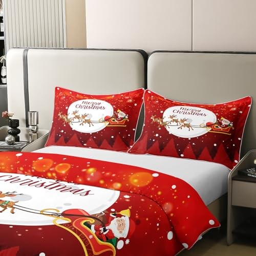 Merry Christmas 100% Cotton Duvet Cover Cute Elk Wild Animals Bedding Set for - Picture 4 of 8