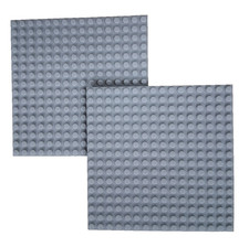 2 x LEGO Standard 16x16 Baseplate-Light Grey, Sturdy, 16 Studs by 16 Studs