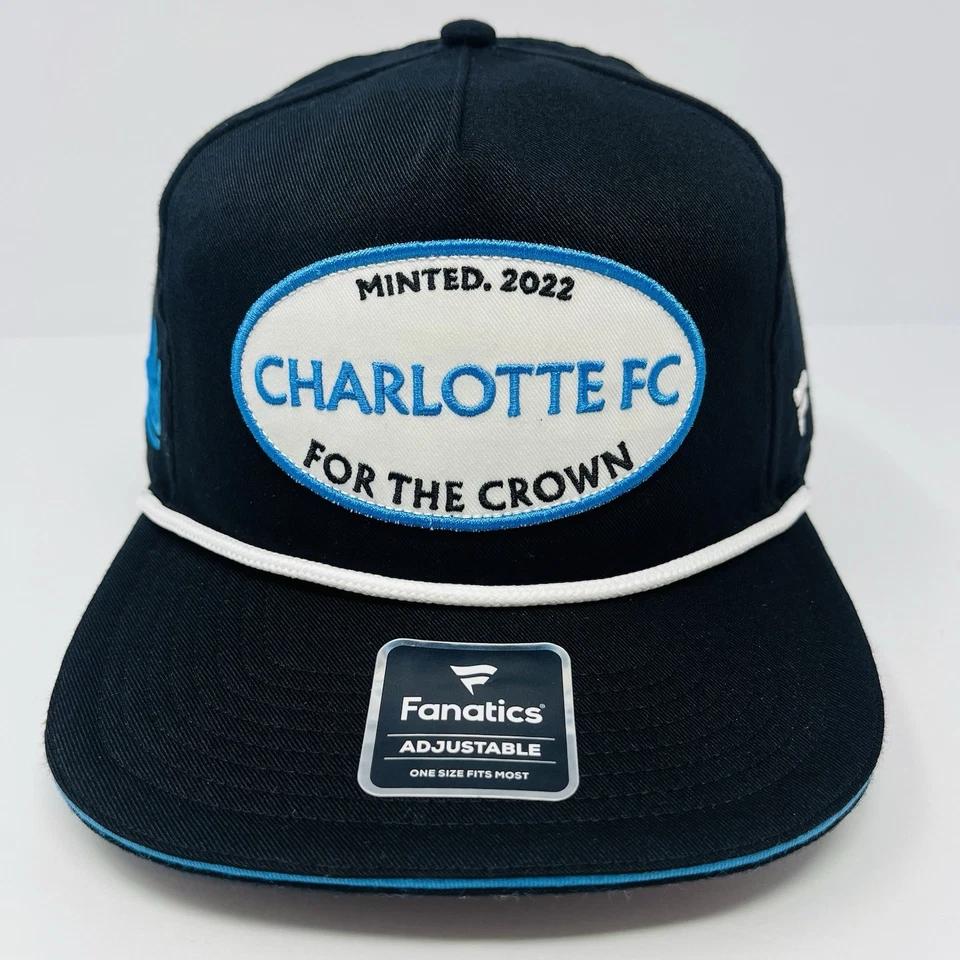 Gorra Fanatics Negra Charlotte FC Hierro Golf Para Hombres Billete Plano Snapback Cuerda NUEVA Foto 3 de 4