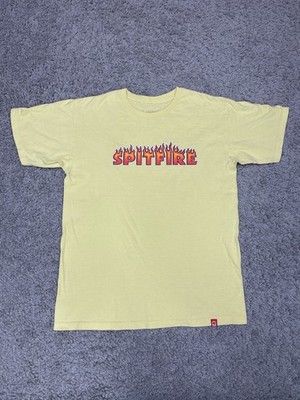 Spitfire Classic Flame Logo T-Shirt Yellow Size Medium Skateboard Skate Brand