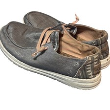 Hey Dude Wendy Boho Grey Canvas Slip On Loafers Shoes 121413238 Womens 7