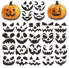 24Pcs Halloween Pumpkin Decorating Stickers Kits,Props Etching Black